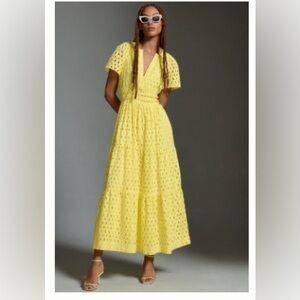 NWT Anthropologie Somerset Maxi Dress Eyelet Edition YELLOW XLP - LAST ONE